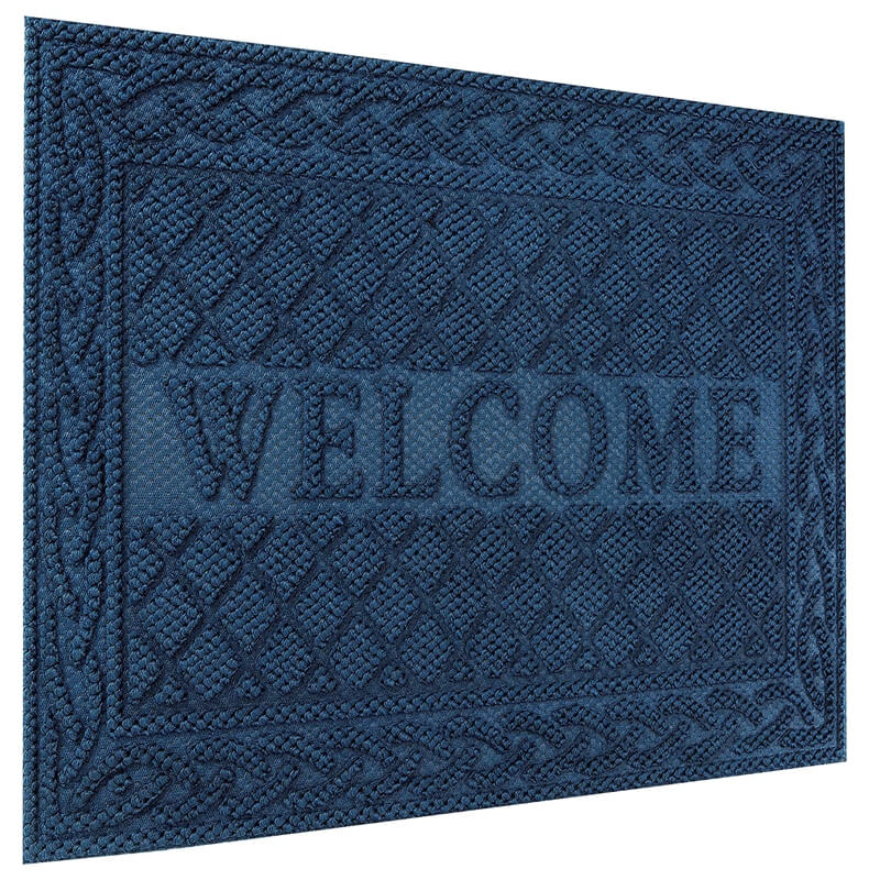 Rubber outdoor welcome front door mat blue